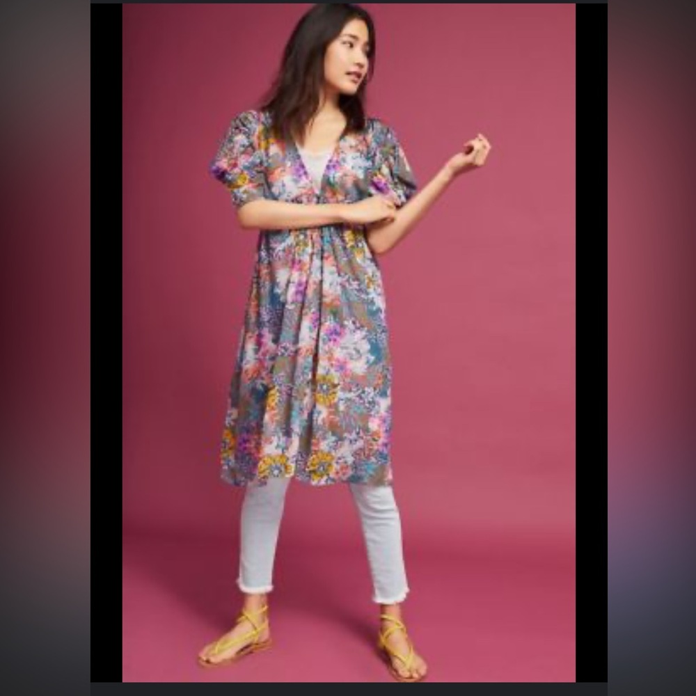Anthropologie Akemi and Kin Valencia Floral Puff Sleeve Dress size XS euc